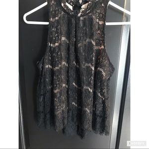 Black lace top with nude underlay